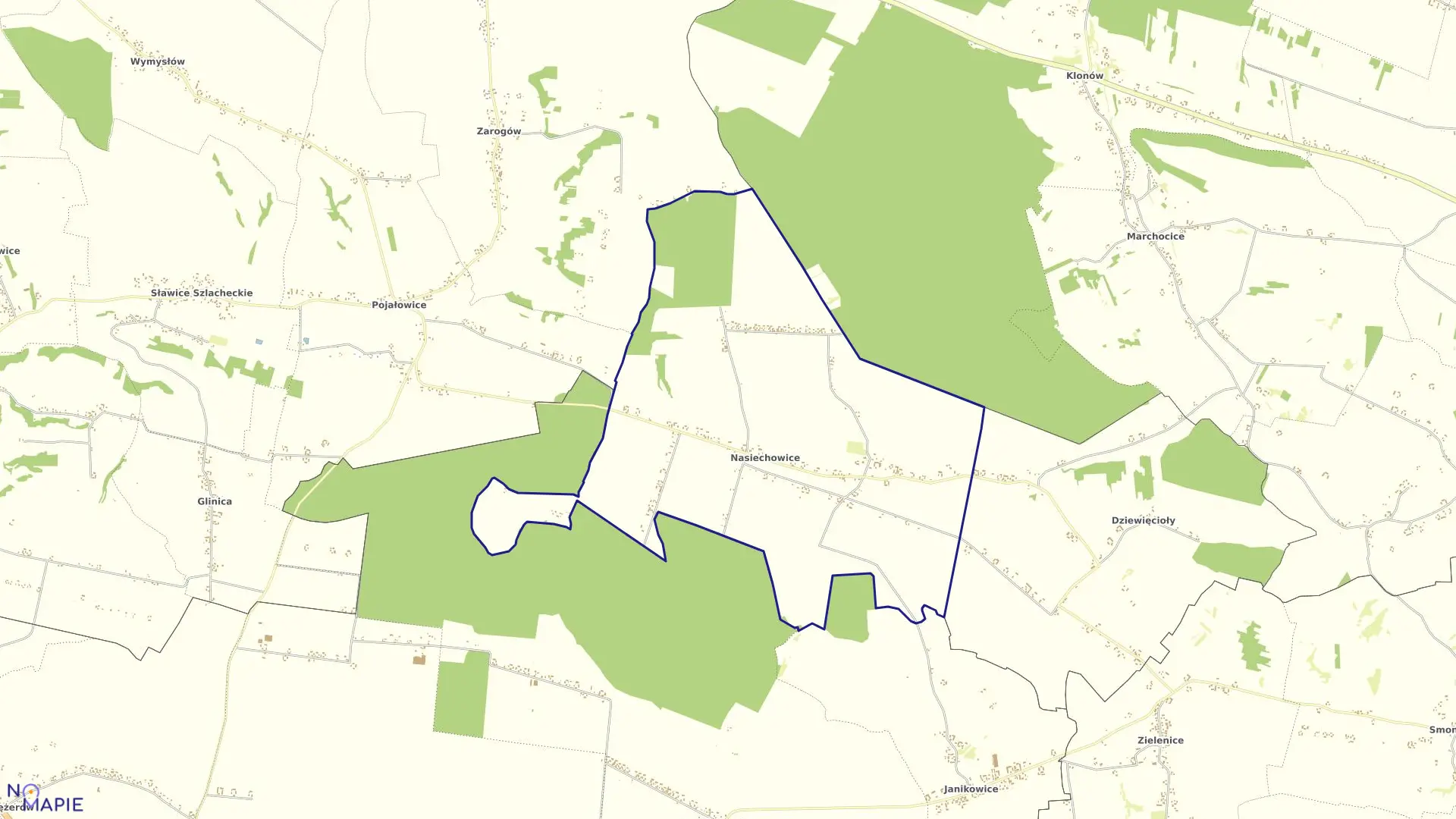 Mapa obrębu NASIECHOWICE w gminie Miechów