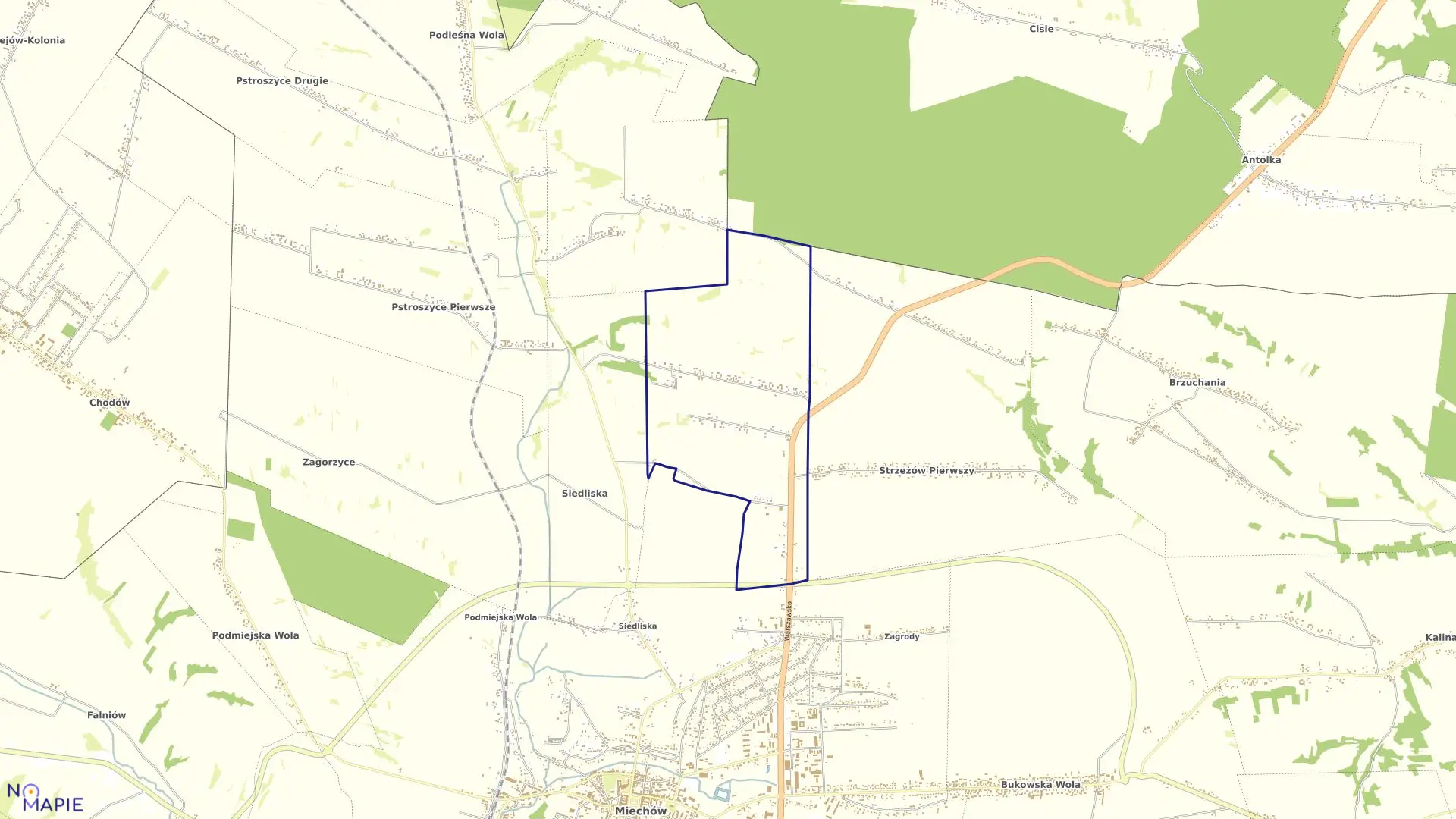 Mapa obrębu STRZEŻÓW DRUGI w gminie Miechów