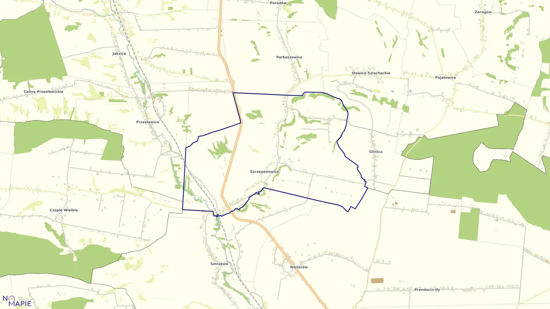 Mapa obrębu SZCZEPANOWICE w gminie Miechów